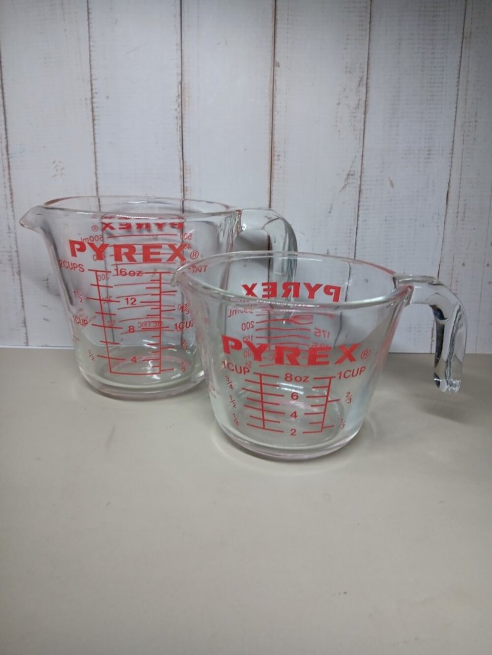Vintage Pyrex Measuring Cup Set 2 Piece 1 Cup And 2 Cup Glass Kitchen Tool - Picture 12 of 13